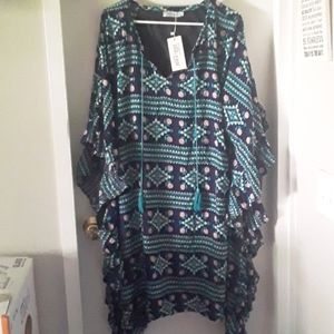 Plus Size Bohemian Tunic Beach Lounge Cover-Up XXL